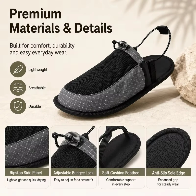 Women'S Shoes Hike - Ultra Light Foldable Outdoor Camp Slippers