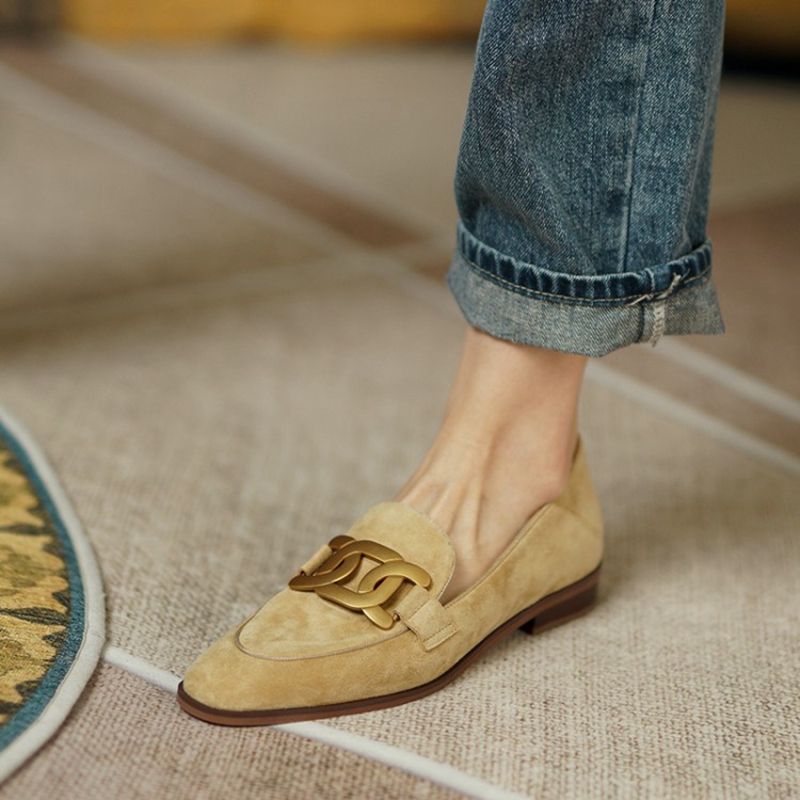 Women Shoes Black - Suede Leather Women Loafers Spring/Autumn Low