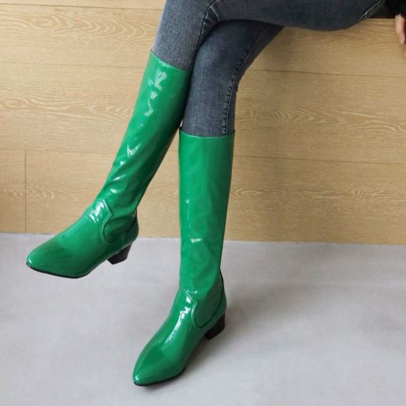 Women'S Shoes Yellow - Girseaby Fashion shoes Women's Smooth Knee-High