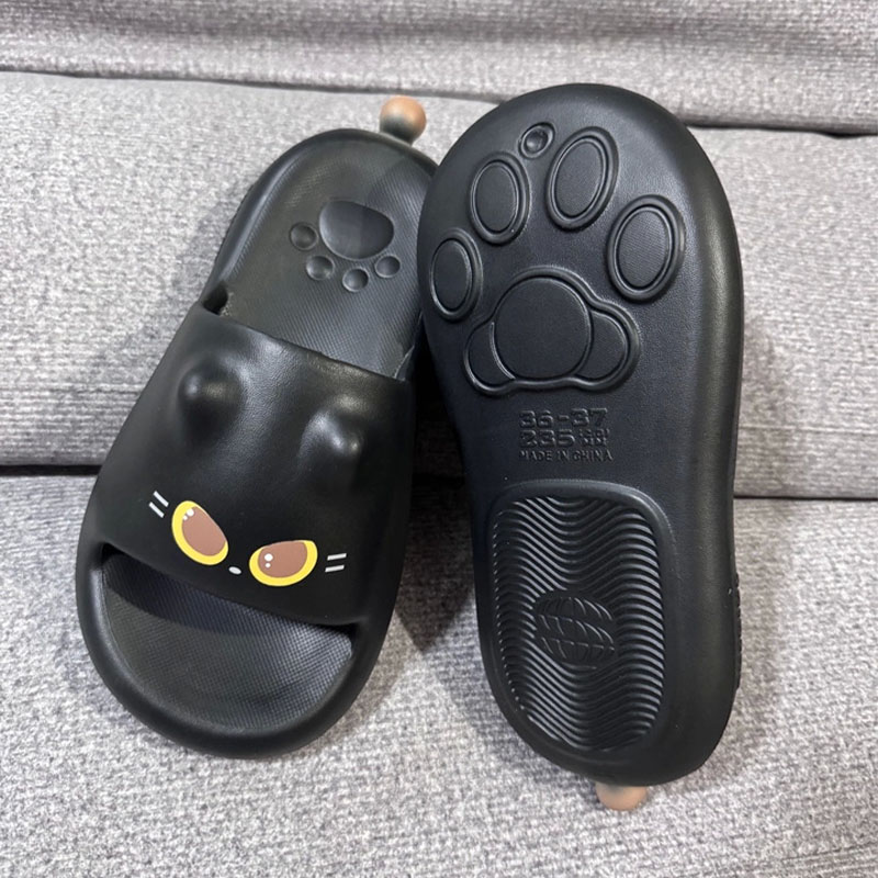 Women Shoes Black - New Cute 3D Black Cat Paw