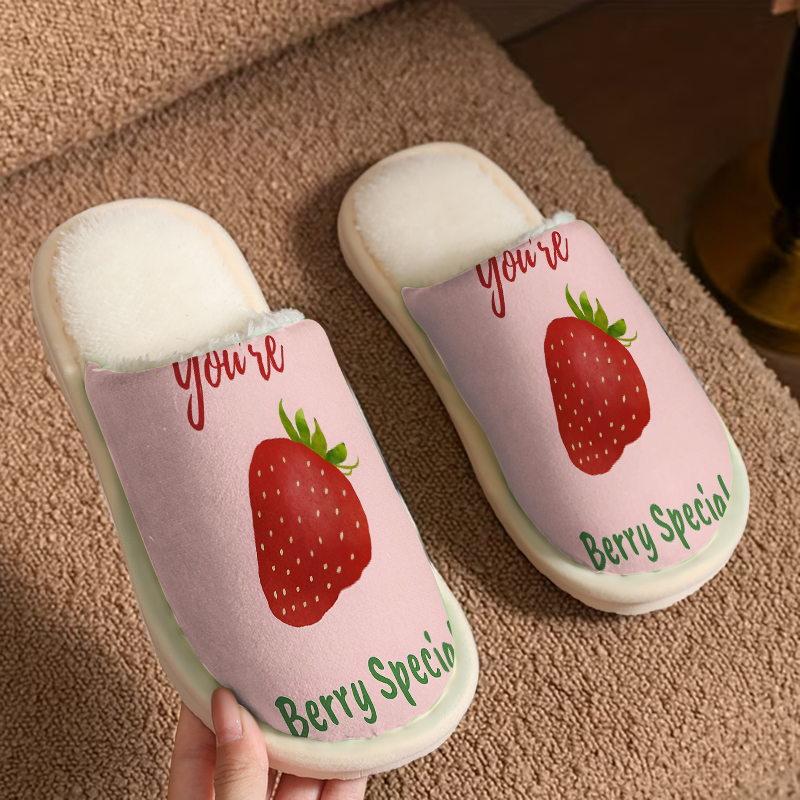 Women Shoes Quote - Strawberry Quote Luxury Plush Slippers Men