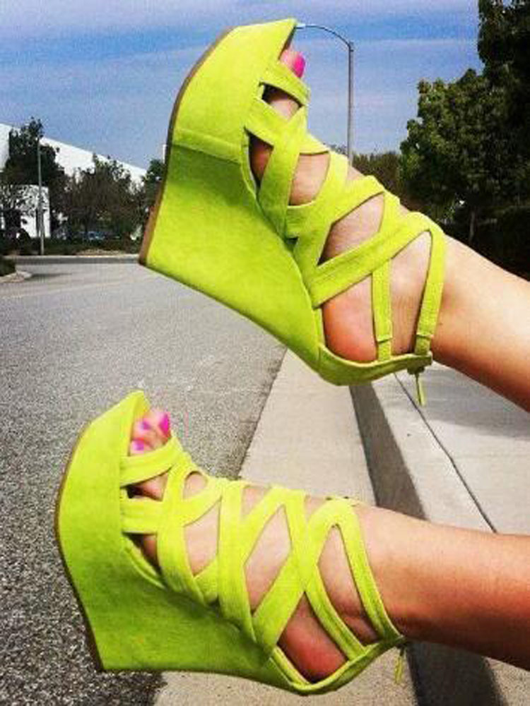 Bright Yellow Suede Cuts Out H - Women'S Shoes Yellow recension och pris