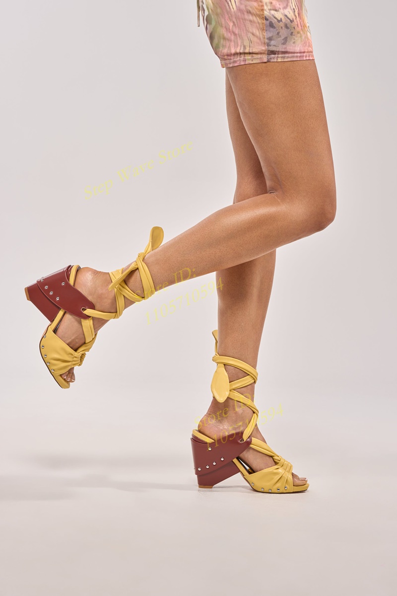 Yellow Faux Leather Lace-up St - Women'S Shoes Yellow recension och pris