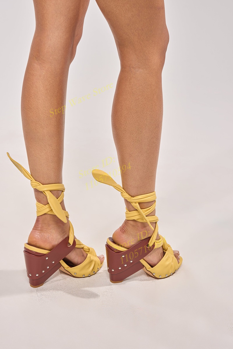 Yellow Faux Leather Lace-up St - Women'S Shoes Yellow recension och pris