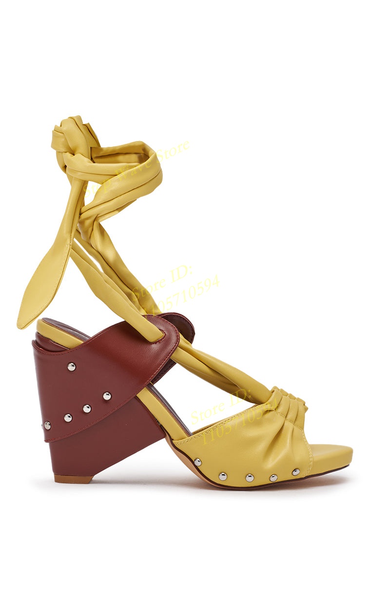 Yellow Faux Leather Lace-up St - Women'S Shoes Yellow recension och pris
