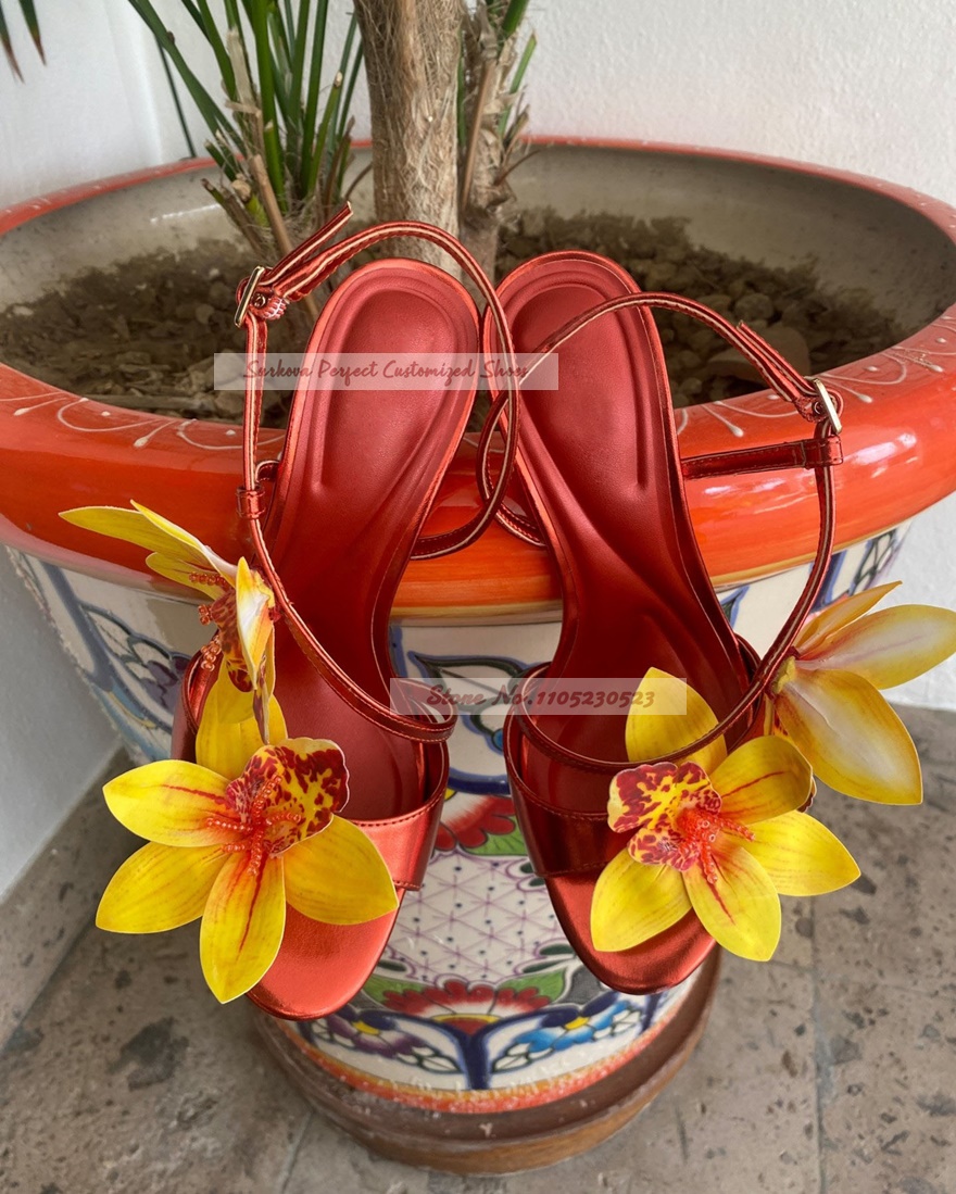 Metalic Matte Slingback Flower - Women'S Shoes Yellow recension och pris