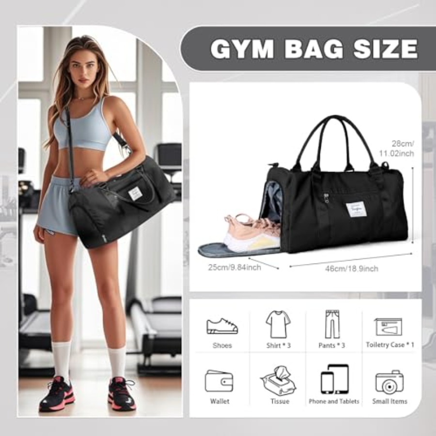Small Black Sports Gym Duffel  - Women'S Shoes recension och pris