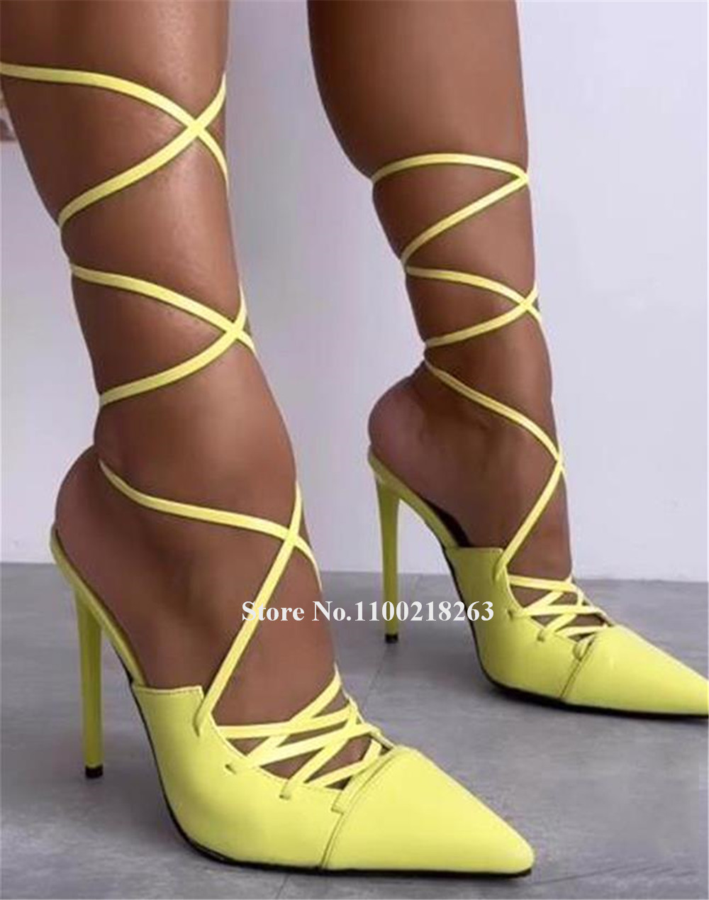 Lace-up Thin Heel Sandals Newe - Women'S Shoes Yellow recension och pris